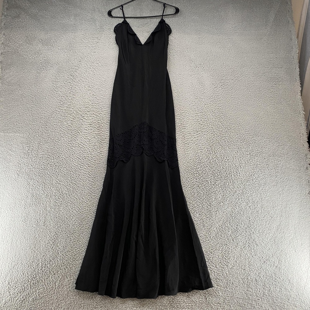 The Jetset Diaries Maxi Dress Womens‎ XS Black Eyelet Lace Slip Gown Formal